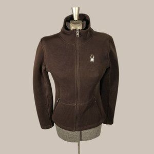 Spyder Women Brown Full Zipper Sweater Size S